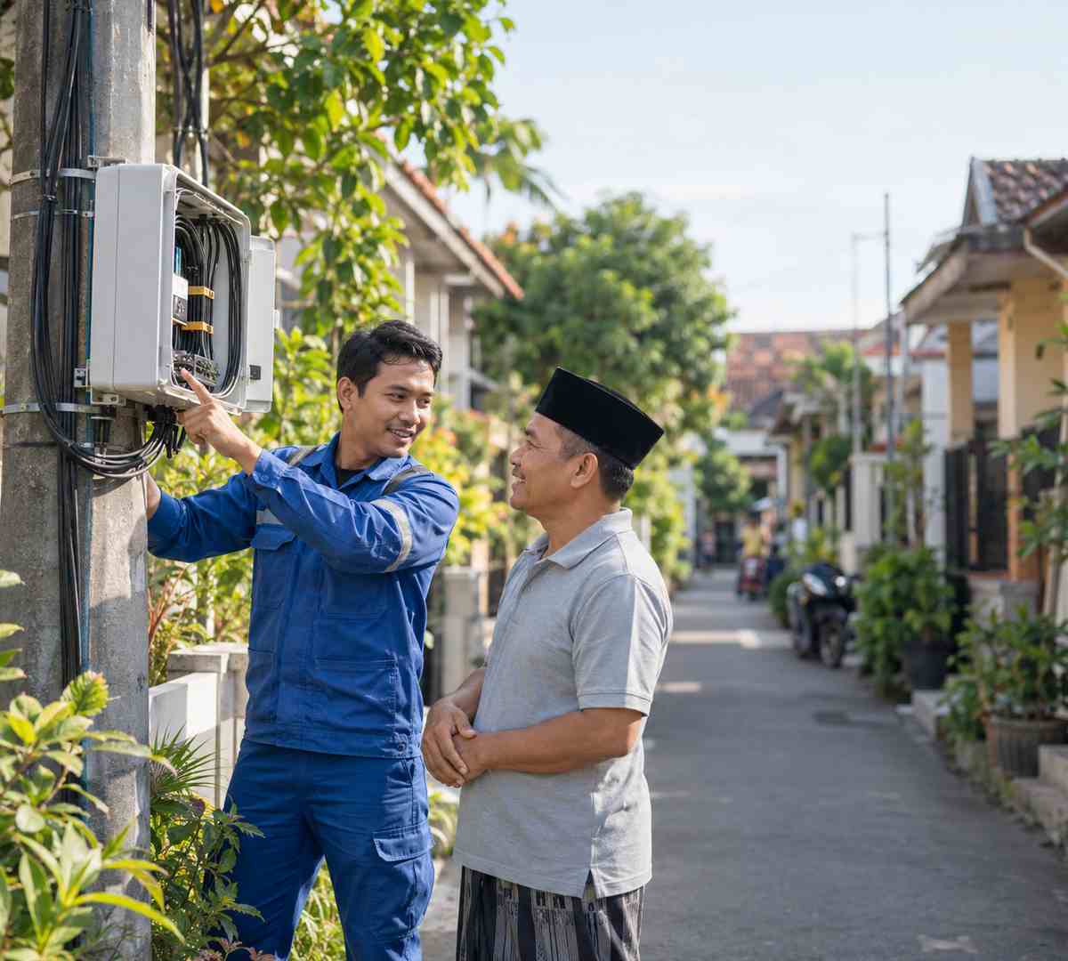 Teknisi Hajinet bersama mitra RT/RW Net di kawasan perumahan